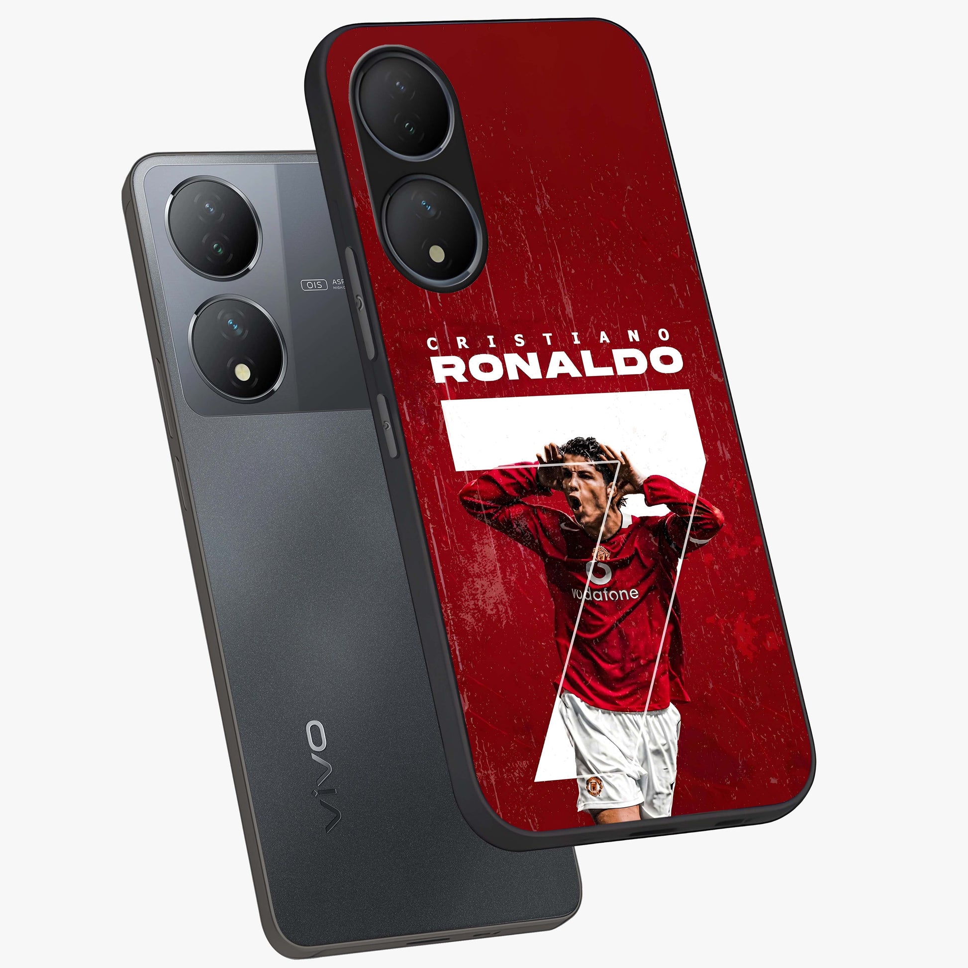 Goal Celebration Legacy Glass Case displayed in angled mockup highlighting energetic sports celebration design with bold athletic theme.