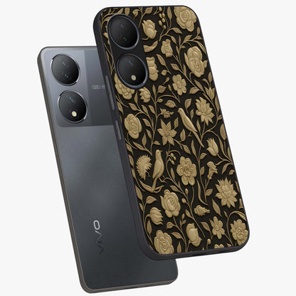 Golden Evil Eye Mandala Glass Case displayed in angled mockup highlighting protective evil eye symbol with golden mandala design.