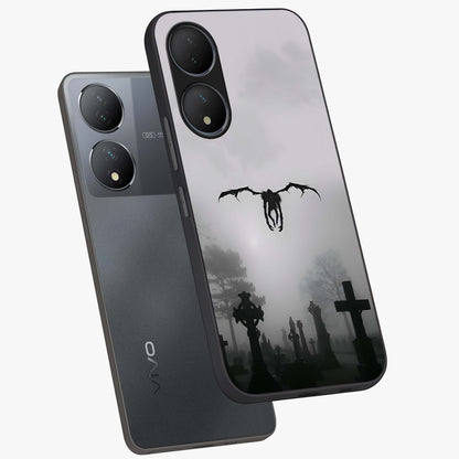 Graveyard Shadow Descent Glass Case displayed in angled mockup highlighting eerie shadow illustration with gothic aesthetic.