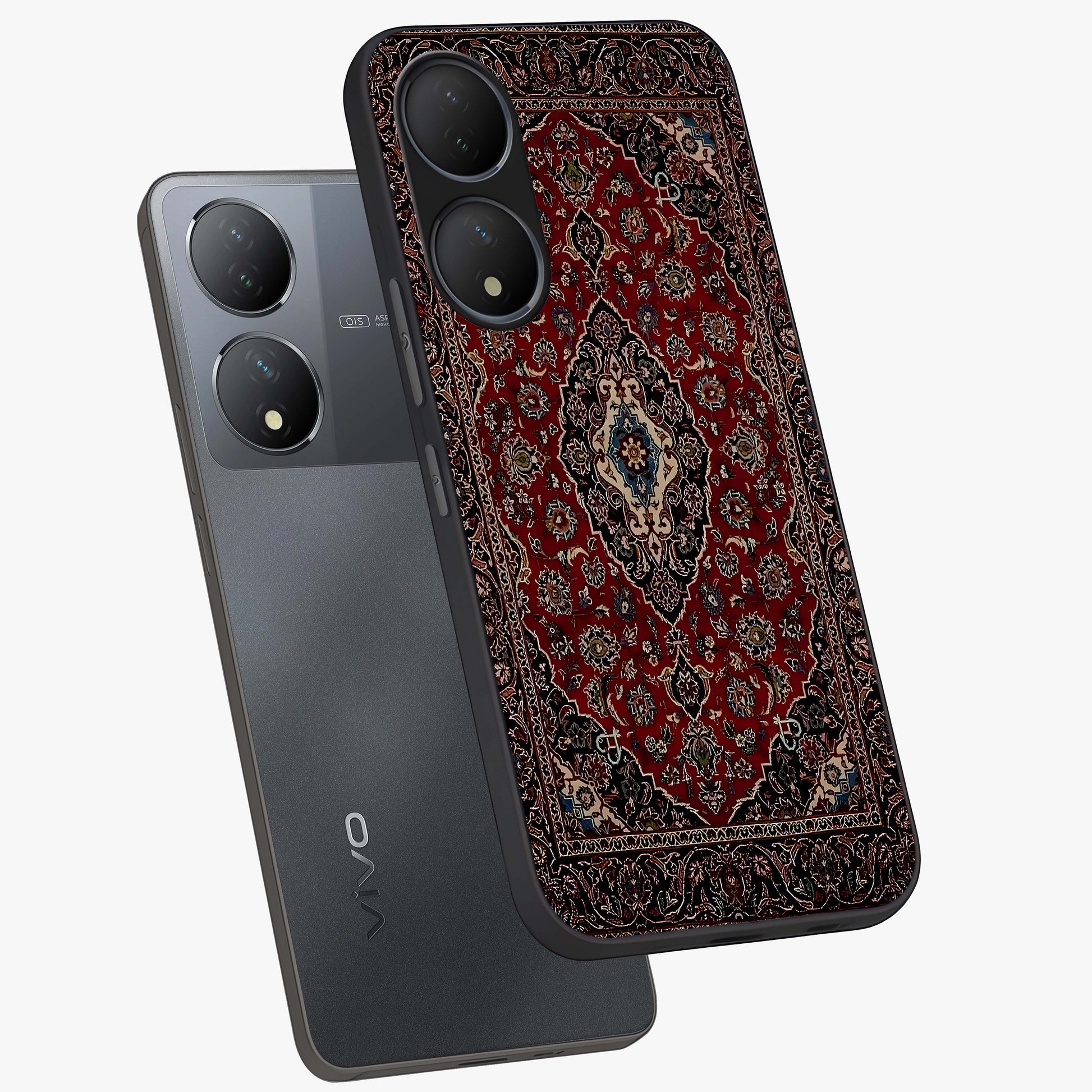 Heritage Carpet Royale Glass Case displayed in angled mockup highlighting intricate royal carpet design with heritage aesthetic.