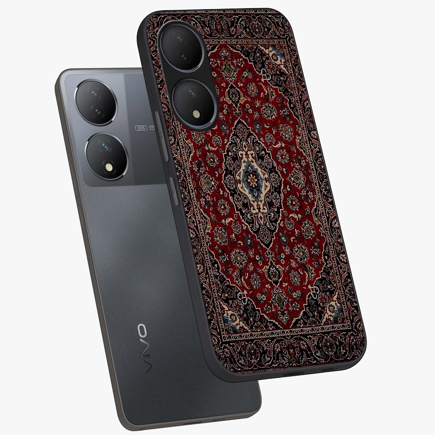 Heritage Carpet Royale Glass Case displayed in angled mockup highlighting intricate royal carpet design with heritage aesthetic.
