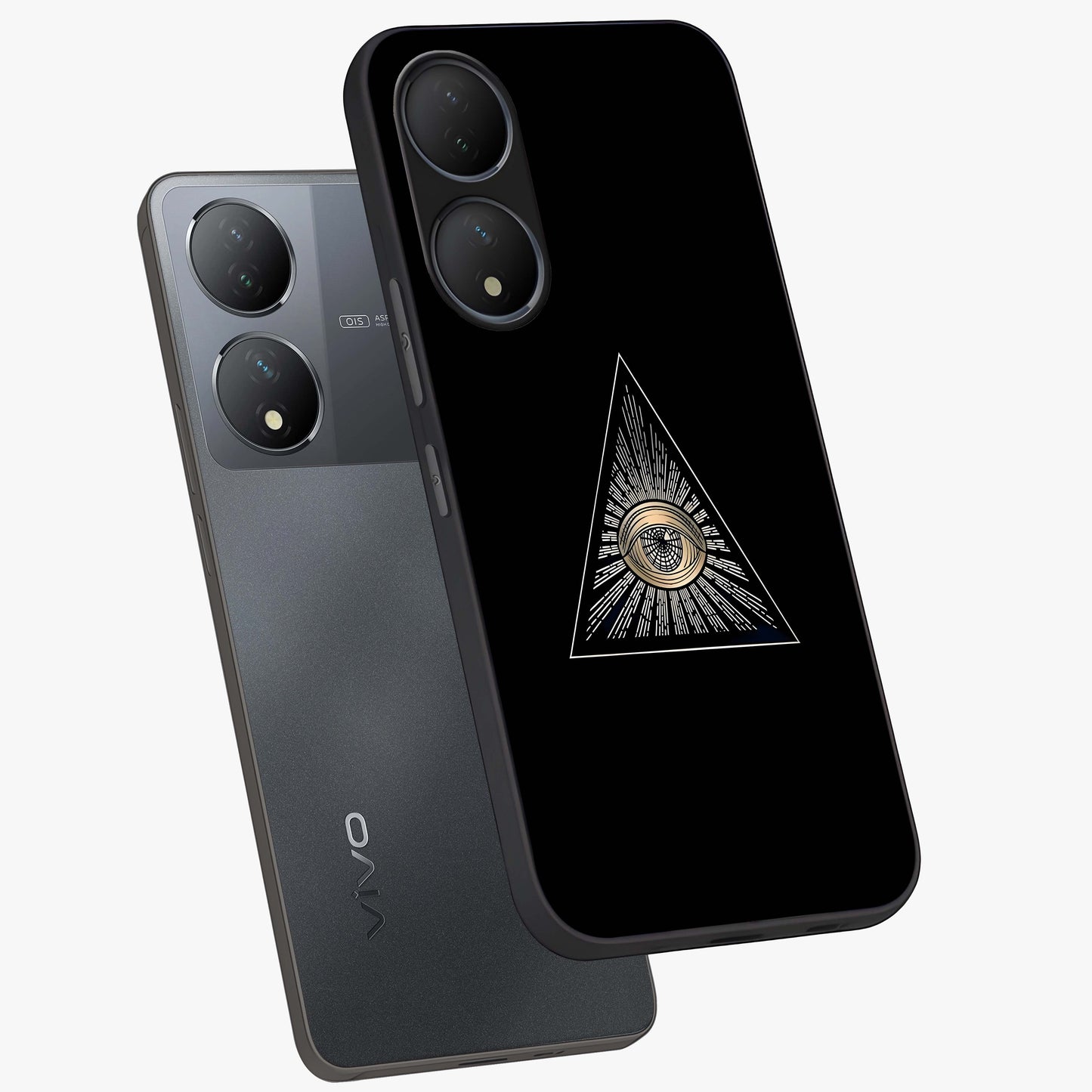 Illuminati Evil Glass Case displayed in angled mockup highlighting dark occult inspired design with bold aesthetic style.