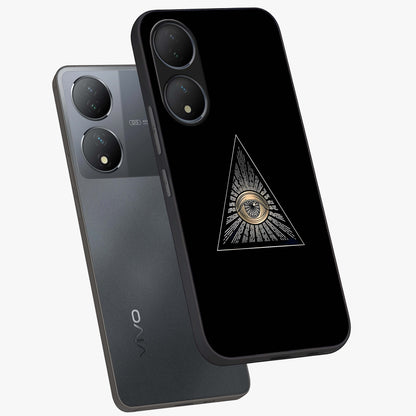 Illuminati Evil Glass Case displayed in angled mockup highlighting dark occult inspired design with bold aesthetic style.