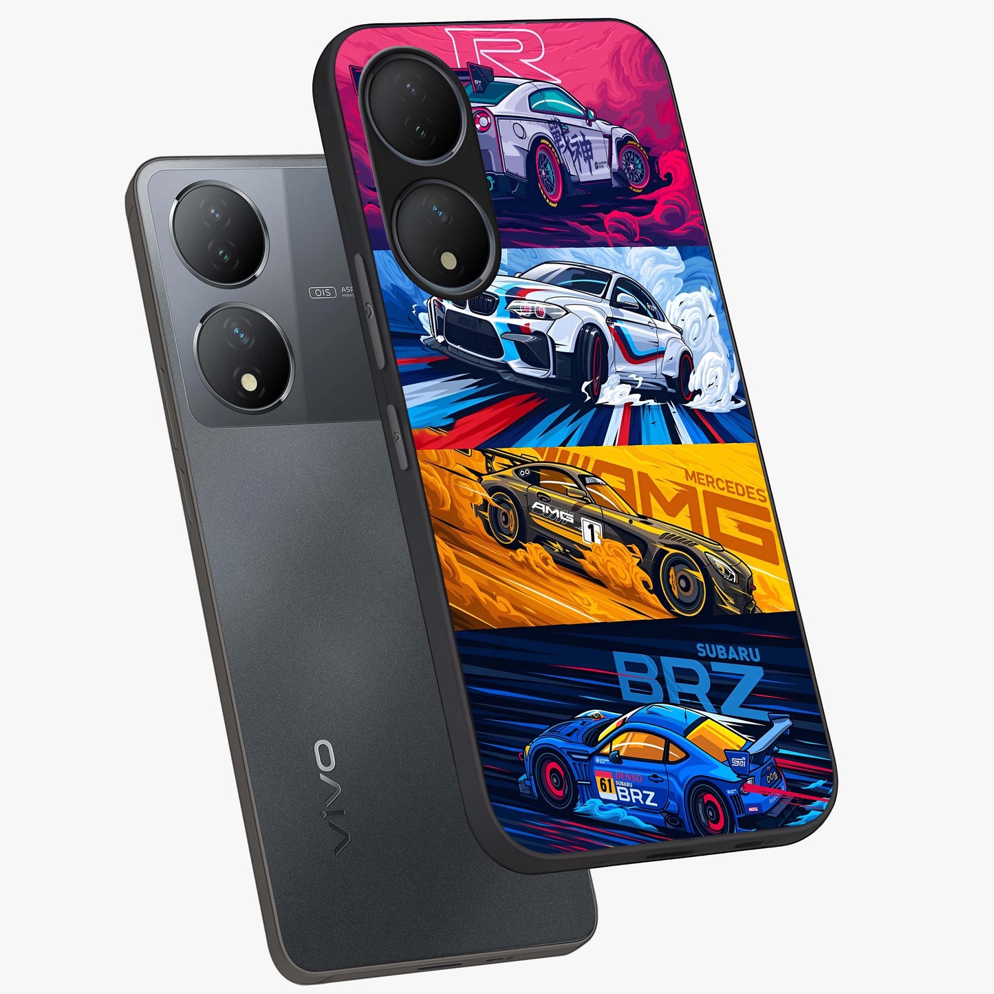 JDM Sports Car Glass Case displayed in angled mockup highlighting sleek Japanese racing car design with automotive aesthetic.