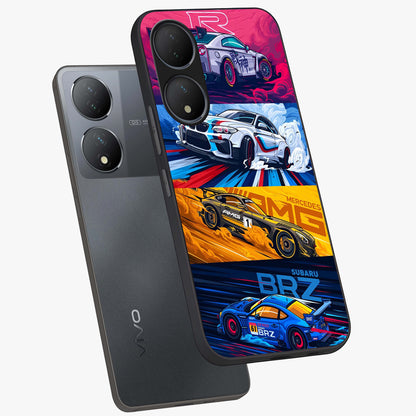 JDM Sports Car Glass Case displayed in angled mockup highlighting sleek Japanese racing car design with automotive aesthetic.