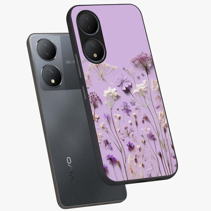 Lavender Blossom Dream Glass Case displayed in angled mockup highlighting dreamy lavender flower design with calming aesthetic style.
