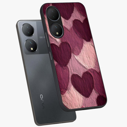 Layered Paper Hearts Glass Case displayed in angled mockup highlighting creative paper craft heart design with romantic aesthetic.