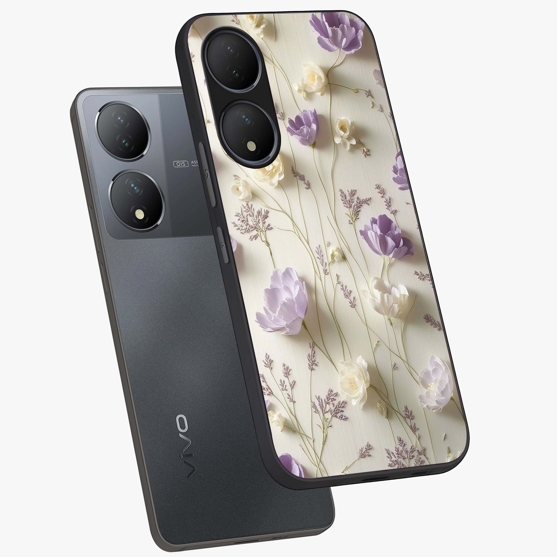 Lilac Breeze Harmony Glass Case displayed in angled mockup highlighting calm lilac breeze design with soothing aesthetic style.
