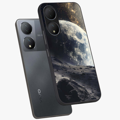 Lunar Horizon Glow Glass Case displayed in angled mockup highlighting celestial moon design with dreamy night aesthetic.