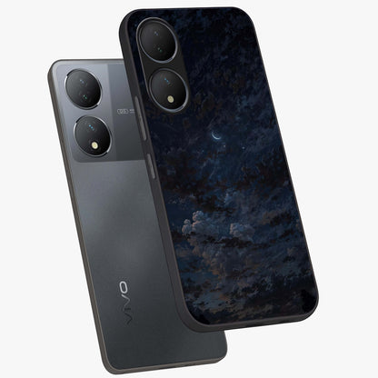 Lunar Veil Silence Glass Case displayed in angled mockup highlighting soft lunar design with peaceful celestial aesthetic.