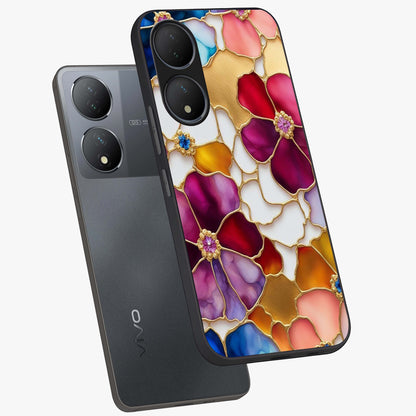 Marble Flower Pattern Glass Case displayed in angled mockup highlighting elegant marble floral design with modern aesthetic.