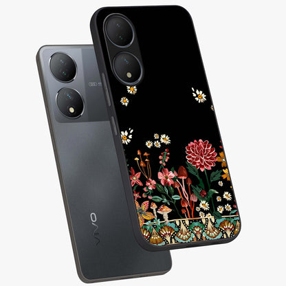 Midnight Bloom Pattern Glass Case displayed in angled mockup highlighting elegant flower design with midnight aesthetic style.