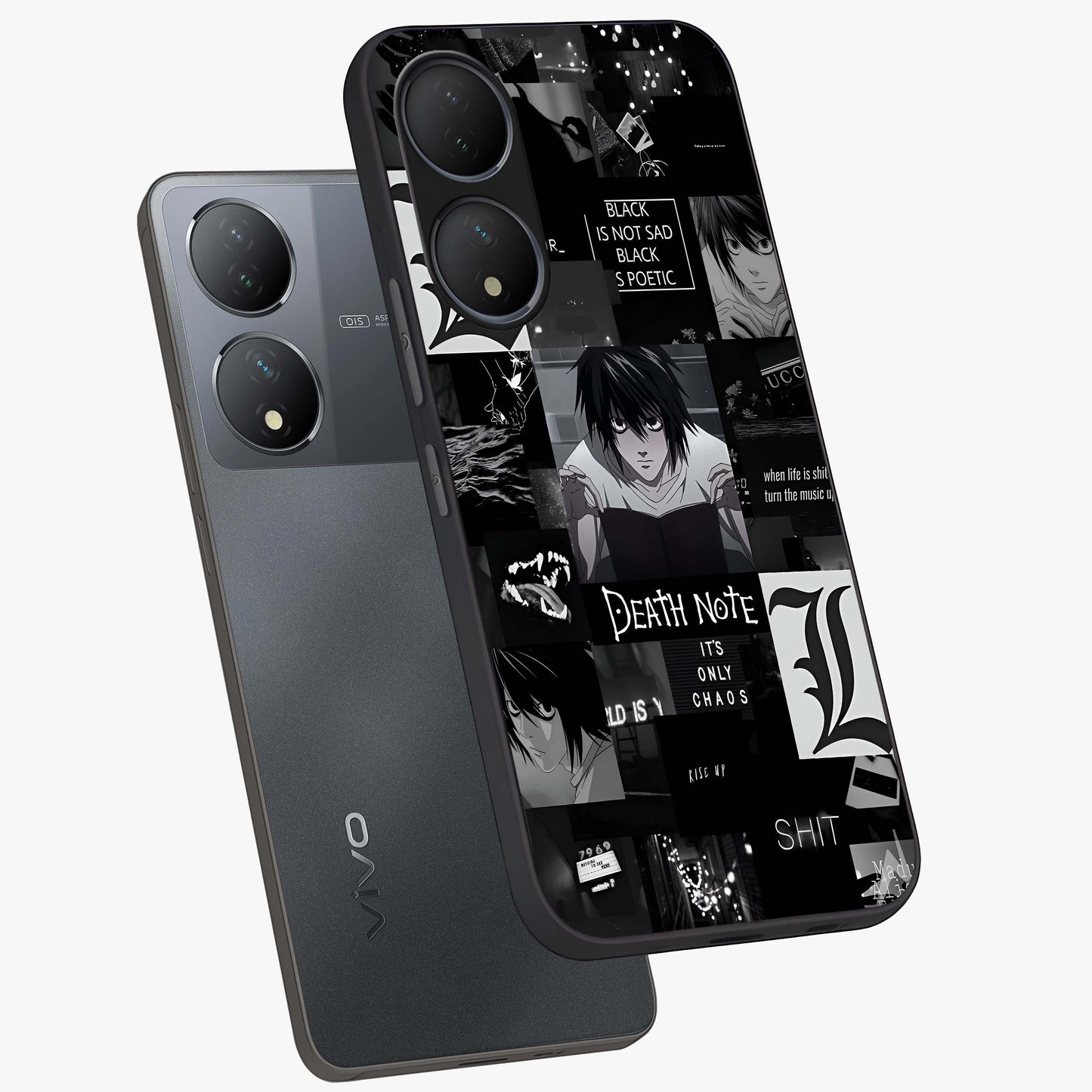 Midnight Chaos Mind Glass Case displayed in angled mockup highlighting chaotic artistic design with dramatic midnight aesthetic.