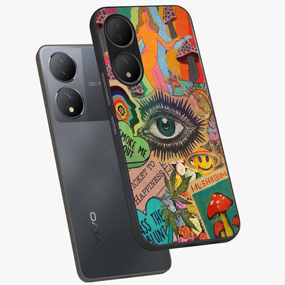 Mystic Eye Wonderland Glass Case displayed in angled mockup highlighting magical eye illustration with dreamy aesthetic.