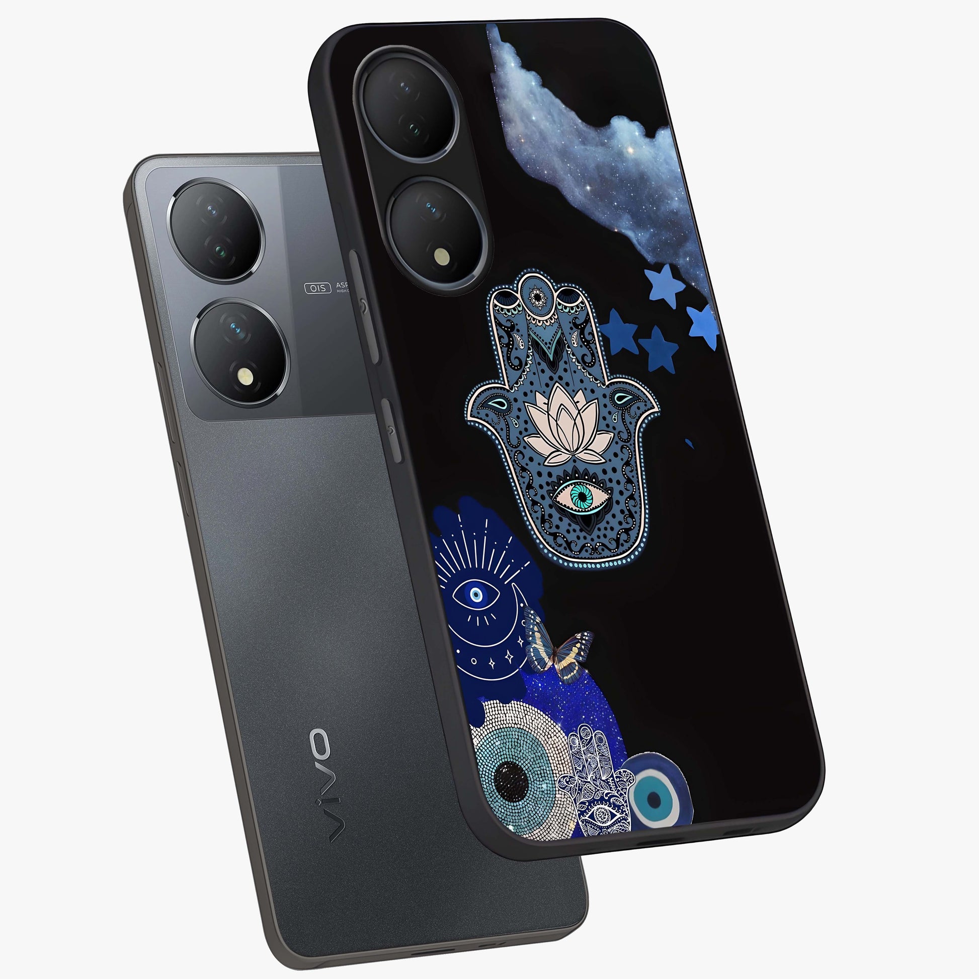 Mystic Hand Aura Glass Case displayed in angled mockup highlighting magical aura design with spiritual aesthetic style.