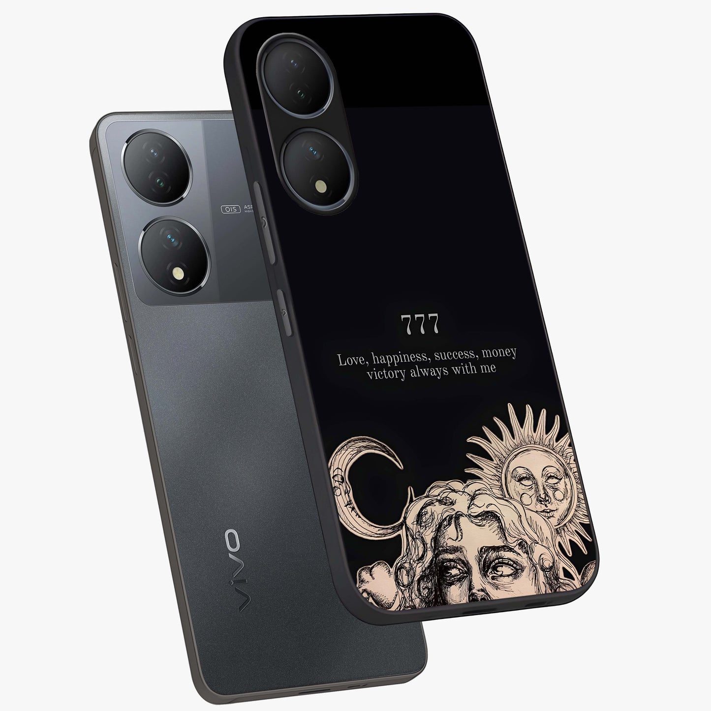 Mystic Victory Aura Glass Case displayed in angled mockup highlighting energetic aura design with bold mystical aesthetic.