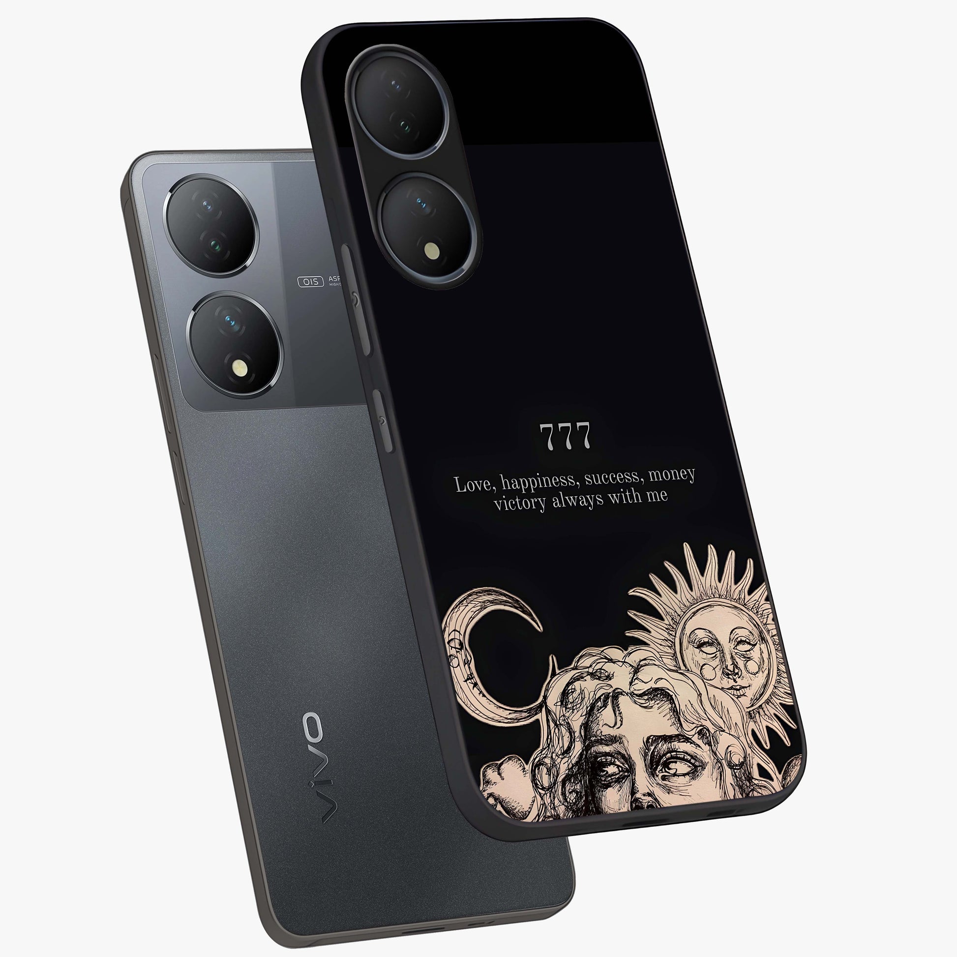 Mystic Victory Aura Glass Case displayed in angled mockup highlighting energetic aura design with bold mystical aesthetic.