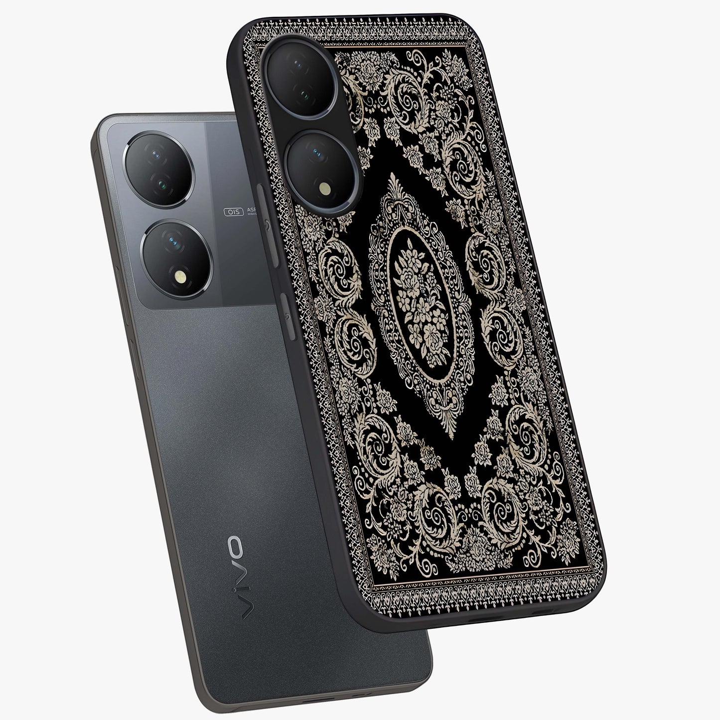 Noir Bloom Elegance Glass Case displayed in angled mockup highlighting refined flower design with stylish noir aesthetic.
