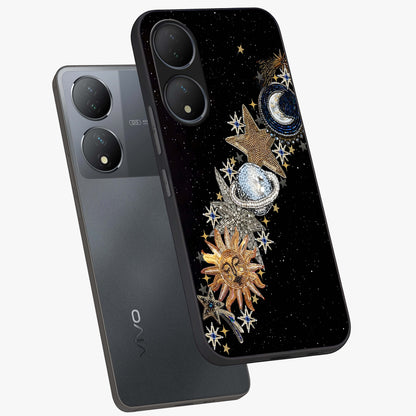 Pearls Universe Object Glass Case displayed in angled mockup highlighting celestial pearl design with dreamy aesthetic.