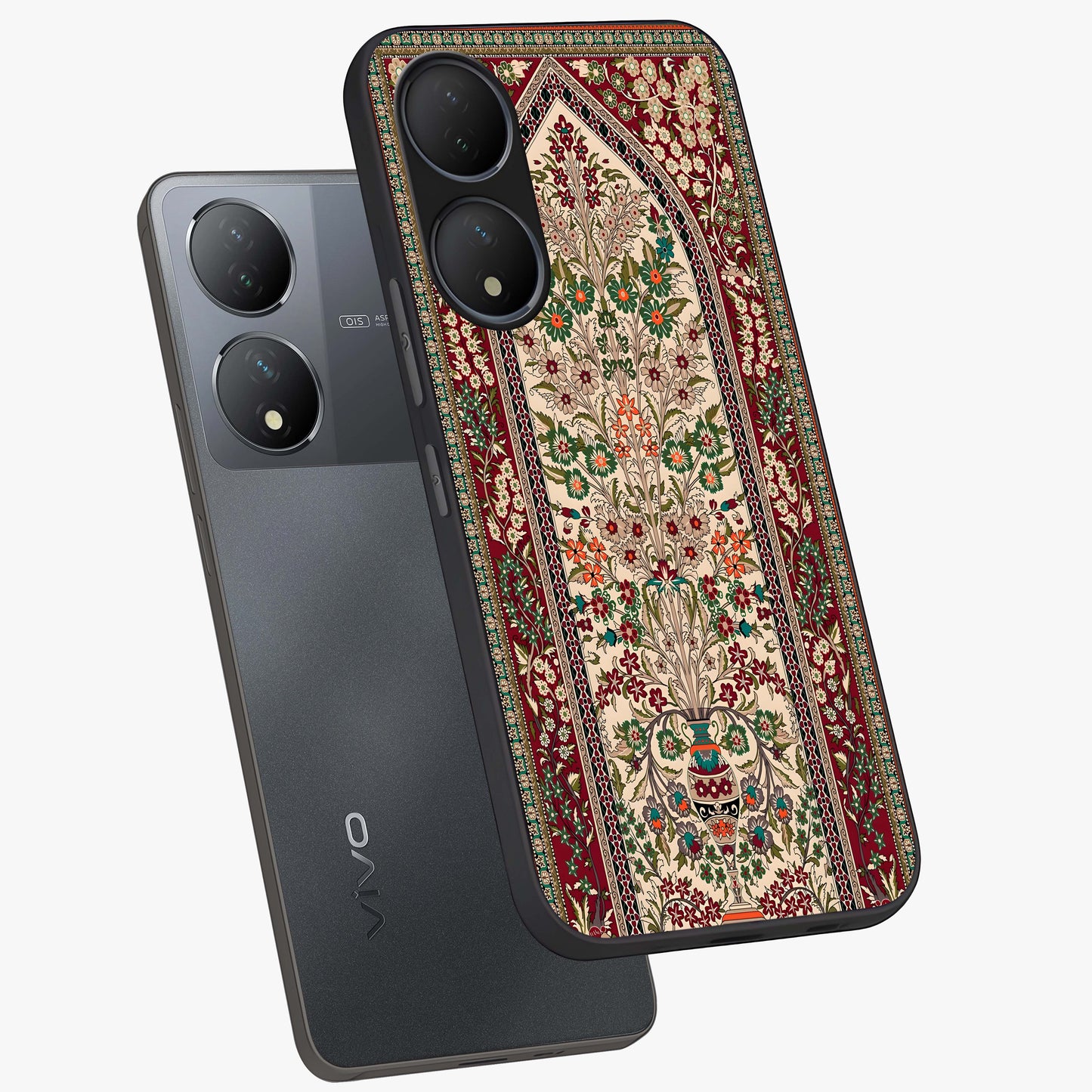 Persian Inspired Glass Case displayed in angled mockup highlighting intricate traditional design with elegant cultural aesthetic.
