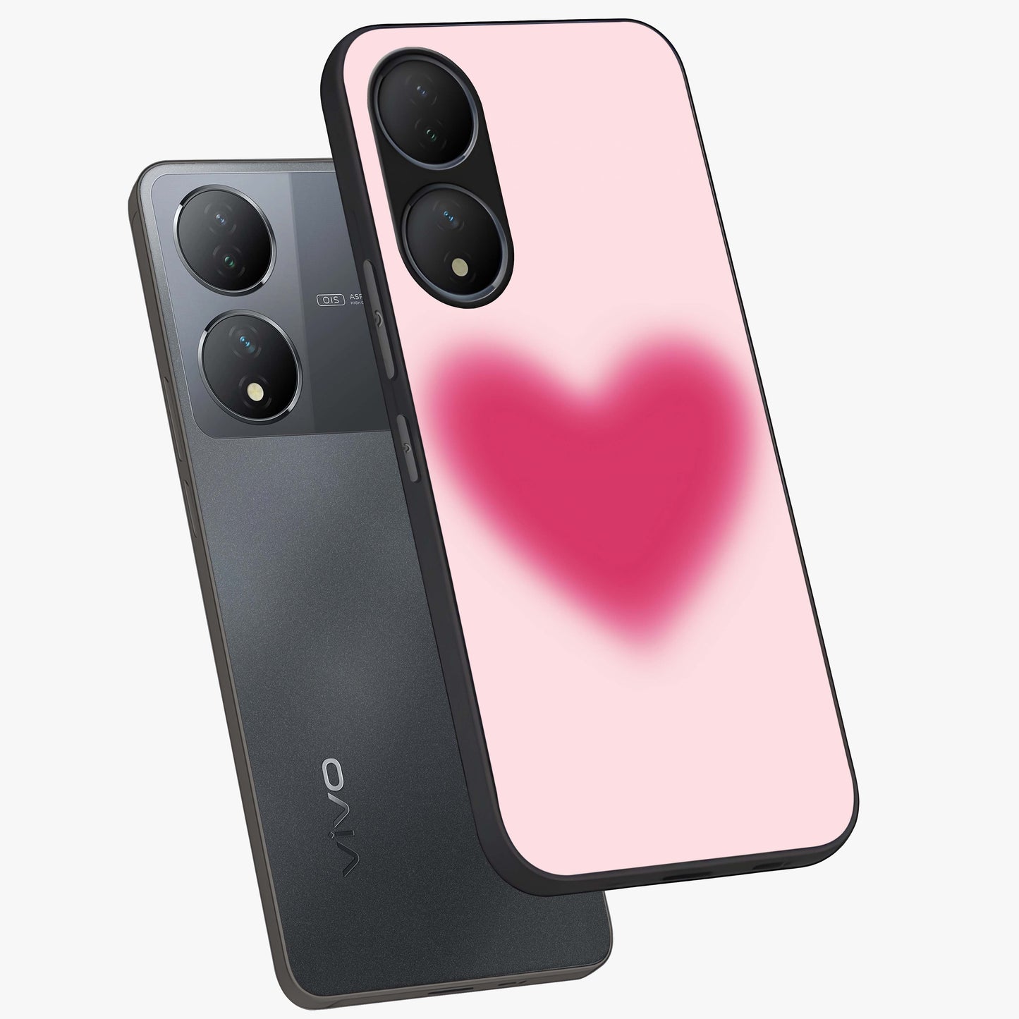 Pink Aura Heart Glass Case displayed in angled mockup highlighting vibrant pink heart design with dreamy aura aesthetic.