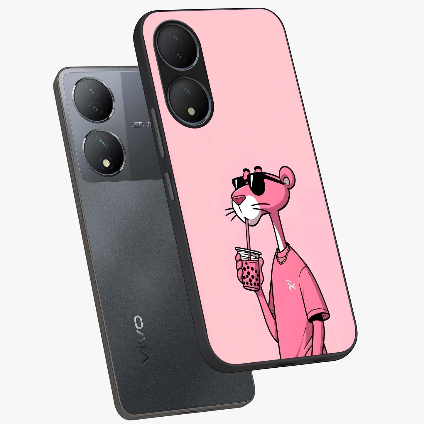 Pink Panther Glass Case displayed in angled mockup highlighting playful cartoon character design with vibrant pink aesthetic.