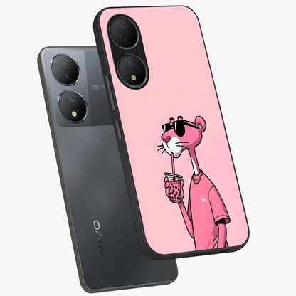 Pink Panther Glass Case displayed in angled mockup highlighting playful cartoon character design with vibrant pink aesthetic.