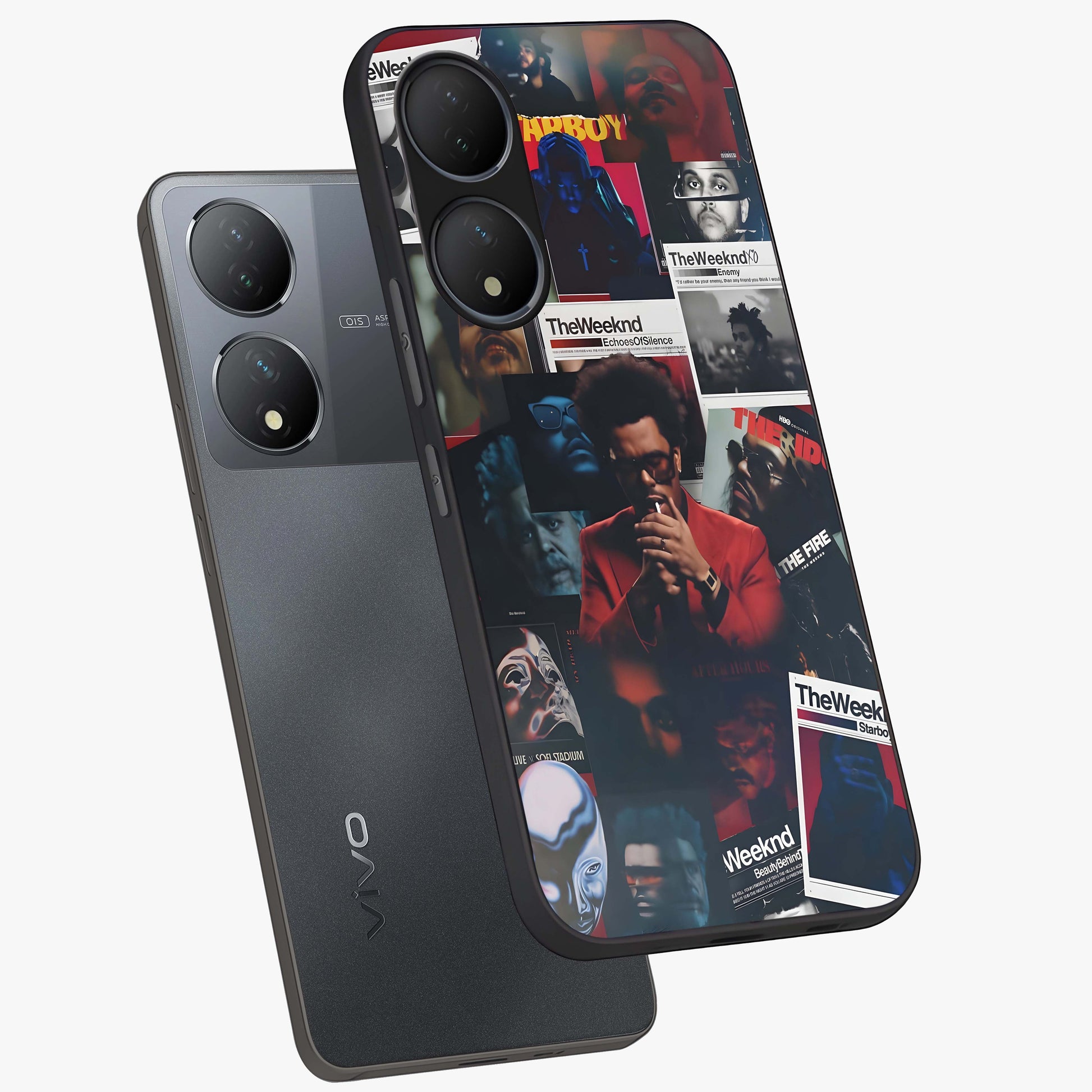 The Weeknd Glass Case displayed in angled mockup highlighting stylish pop culture inspired design with modern aesthetic.
