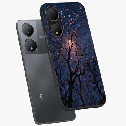 Twilight Sakura Serenade Glass Case displayed in angled mockup highlighting delicate sakura flower design with dreamy aesthetic.