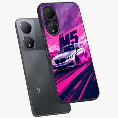 Velocity Drift Pulse Glass Case displayed in angled mockup highlighting dynamic drift design with sporty automotive aesthetic.