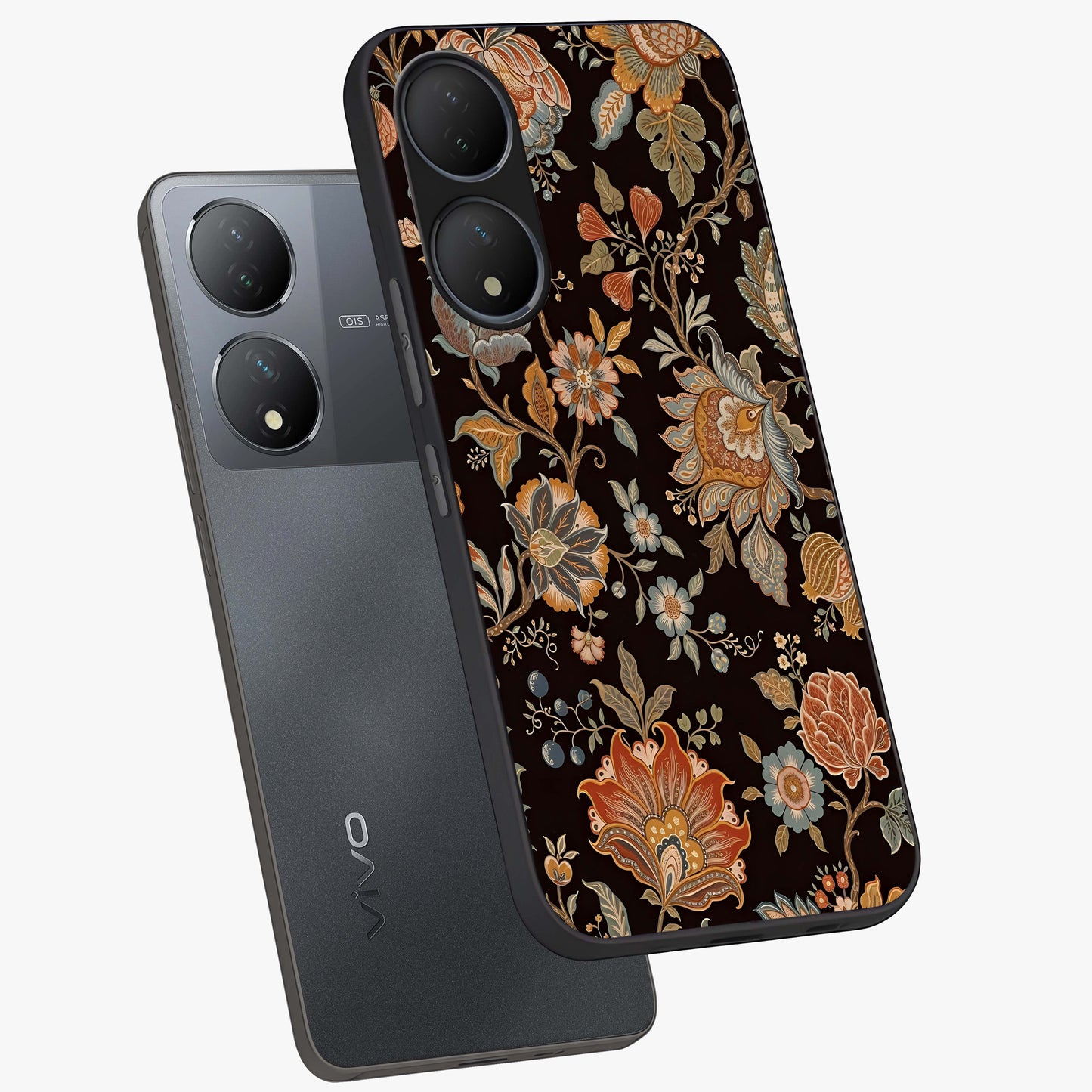 Vintage Floral Dream Glass Case displayed in angled mockup highlighting elegant vintage flower design with soft aesthetic style.