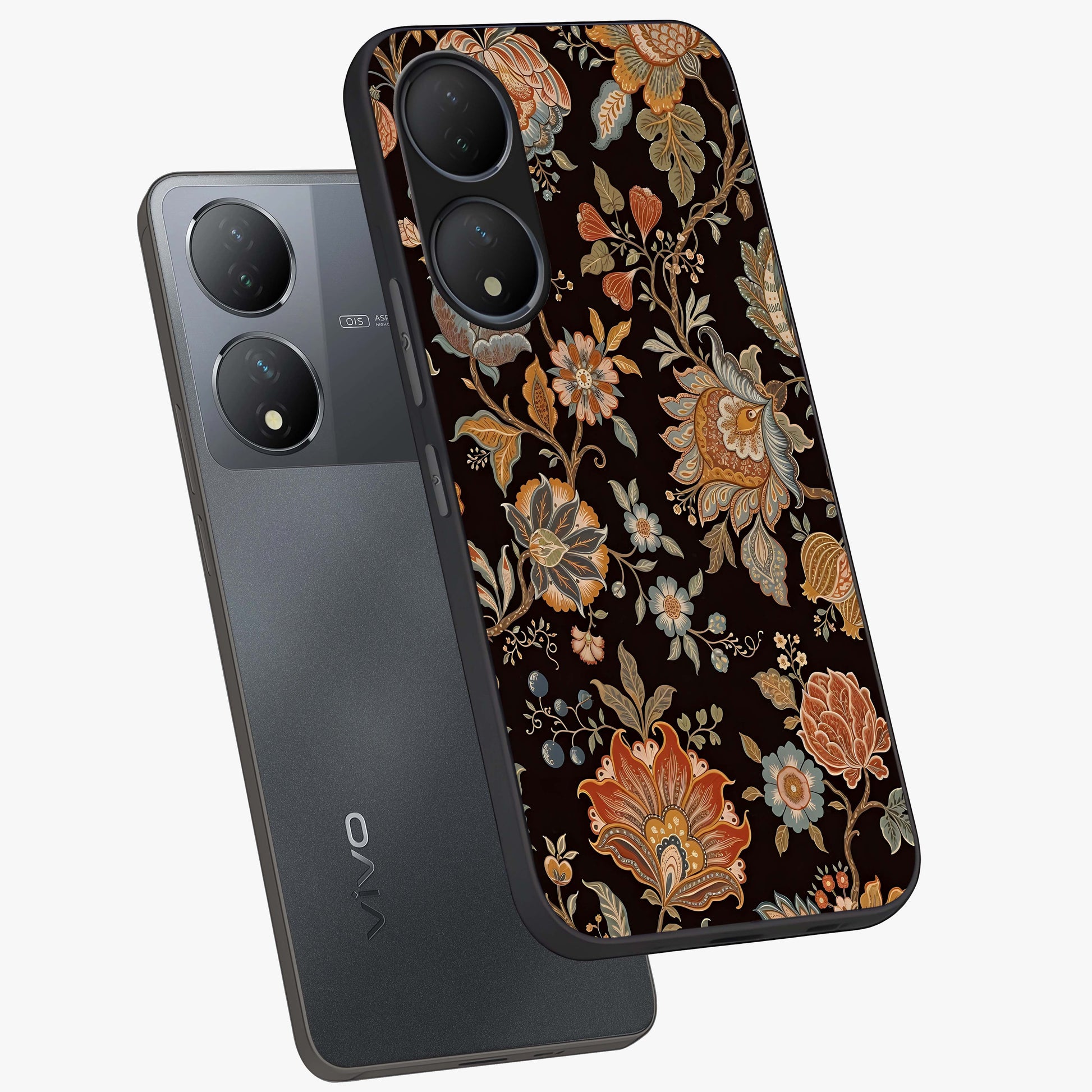 Vintage Floral Dream Glass Case displayed in angled mockup highlighting elegant vintage flower design with soft aesthetic style.