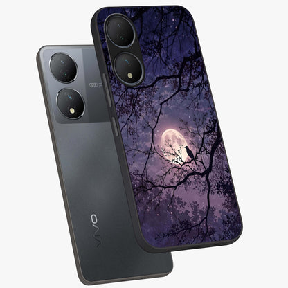 Whispering Moon Silence Glass Case displayed in angled mockup highlighting calm lunar design with dreamy night aesthetic.