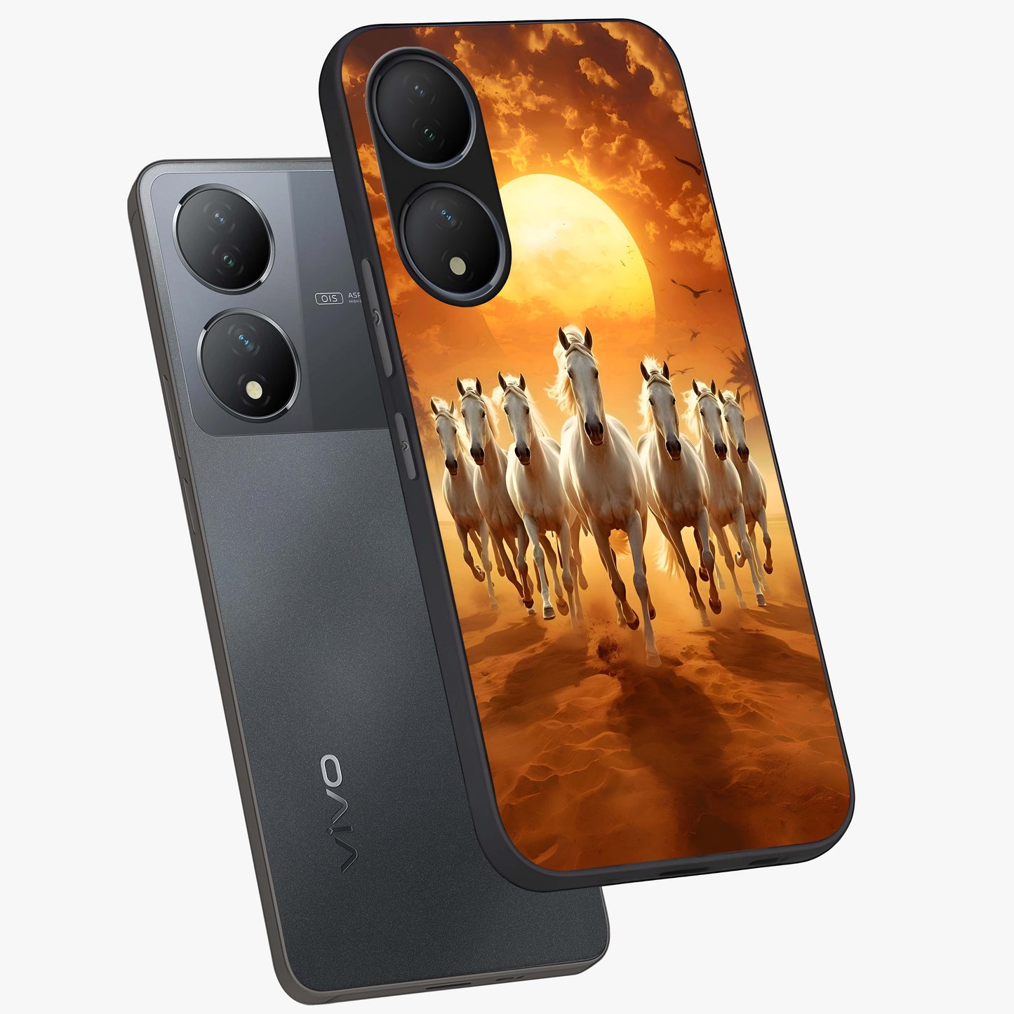 Wild Sunset Majesty Glass Case displayed in angled mockup highlighting vibrant sunset sky design with scenic aesthetic.