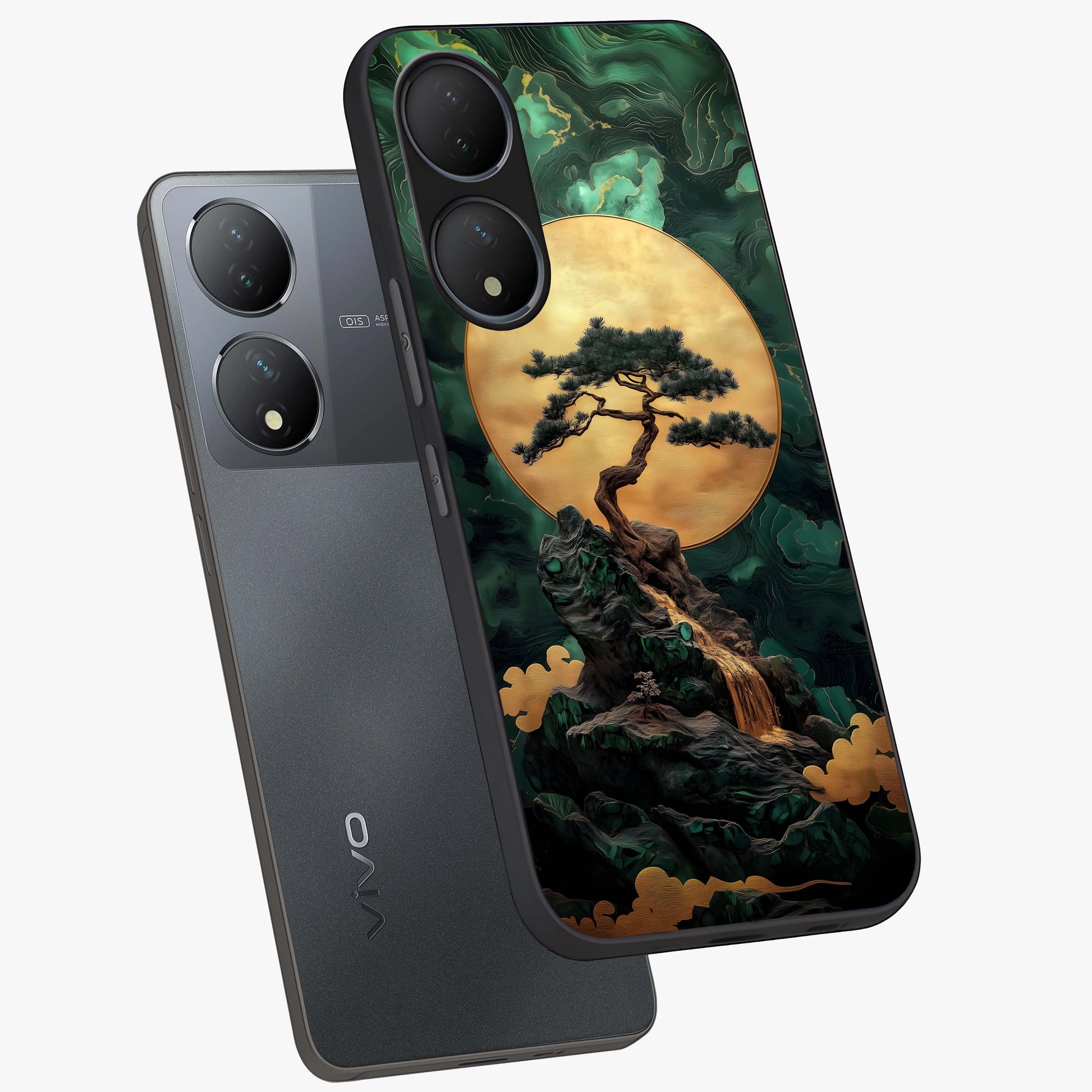 Zen Moon Rise Glass Case displayed in angled mockup highlighting peaceful lunar design with zen aesthetic style.