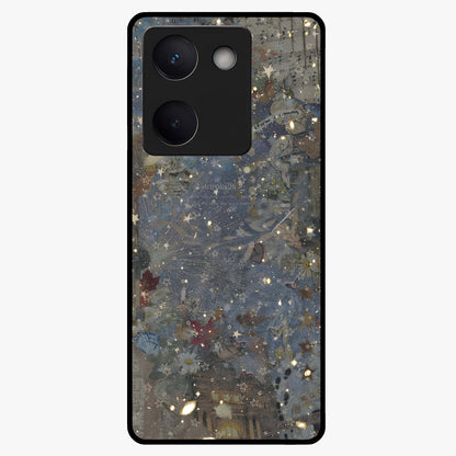Aesthetic Astrolophia Glass Case showing flat back view with dreamy aesthetic design and glossy glass finish.