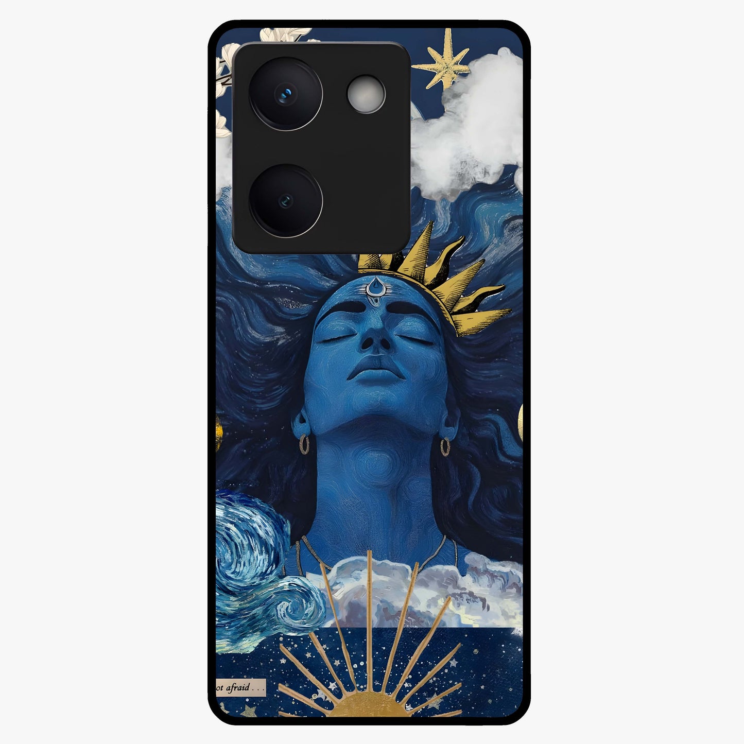Aesthetic Lord Shiva Glass Case showing flat back view with divine Shiva artwork and glossy glass finish.