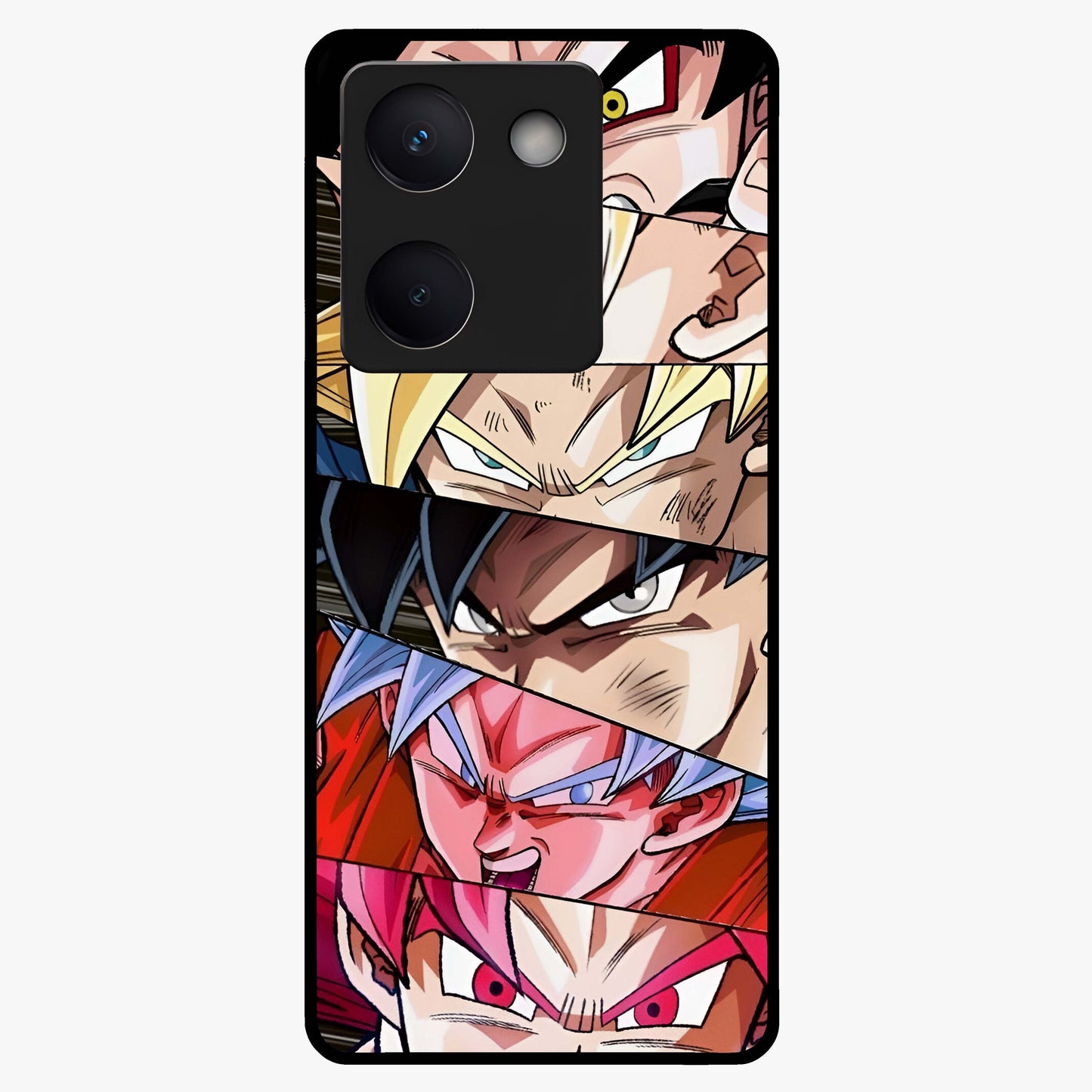Anime Character Glass Case showing flat back view with vibrant anime artwork and glossy glass finish.