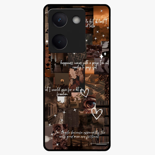 Bittersweet Aesthetic Chaos Glass Case showing flat back view with artistic chaotic aesthetic design and glossy glass finish.
