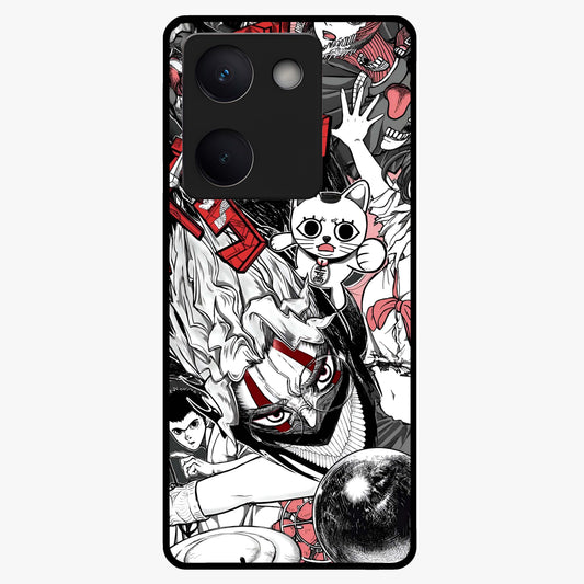 Crimson Chaos Panel Glass Case showing flat back view with bold crimson abstract artwork and glossy glass finish.
