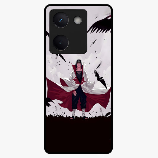 Crimson Crow Ascension Glass Case showing flat back view with mystical crow artwork and glossy glass finish.