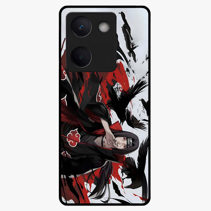 Crimson Crow Illusion Glass Case showing flat back view with artistic crow illusion artwork and glossy glass finish.