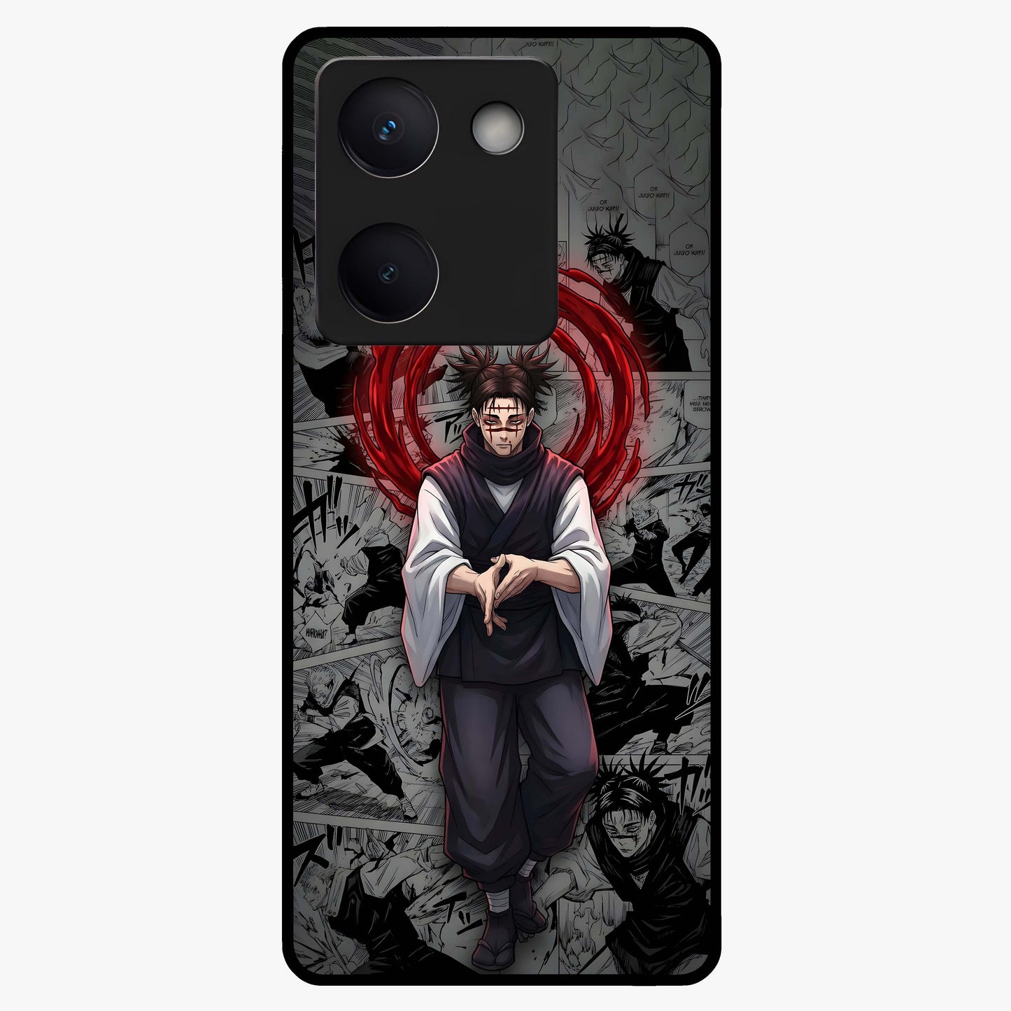 Cursed Ritual Ascension Glass Case showing flat back view with dark ritual themed artwork and glossy glass finish.