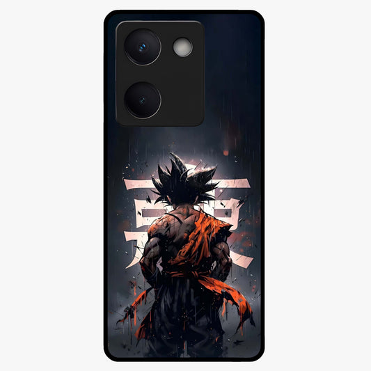 Dark Warrior In Rain Glass Case showing flat back view with warrior artwork in rainy atmosphere and glossy glass finish.
