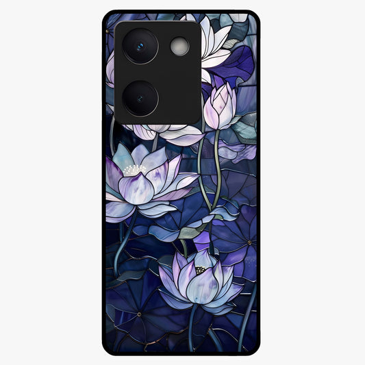 Gloss Petal Rush Glass Case showing flat back view with glossy flower petal artwork and smooth glass finish.