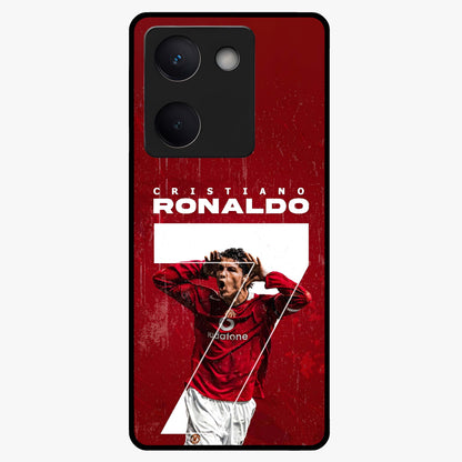 Goal Celebration Legacy Glass Case showing flat back view with football celebration inspired artwork and glossy glass finish.