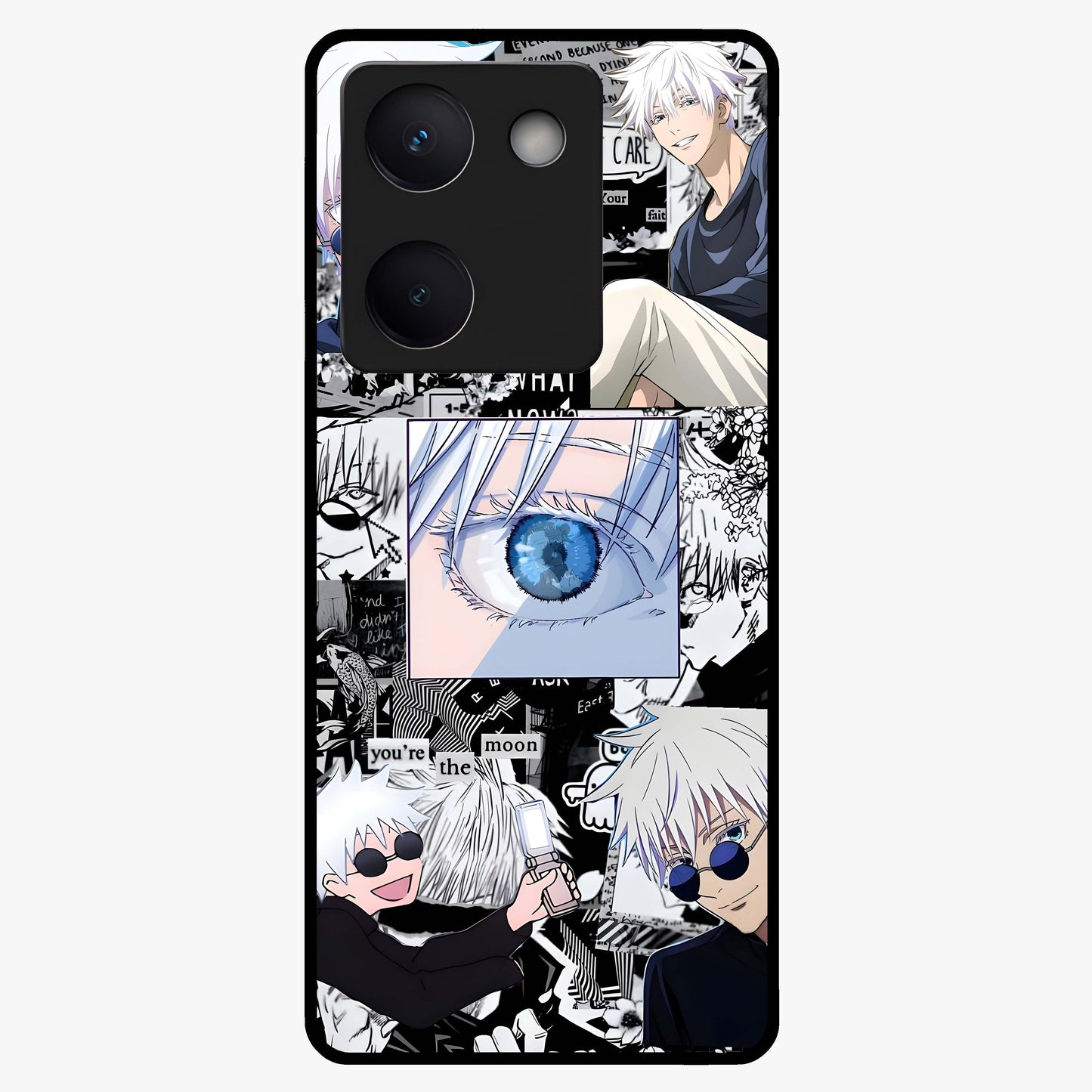 Infinity Sorcerer Chaos Glass Case showing flat back view with mystical sorcerer themed artwork and glossy glass finish.