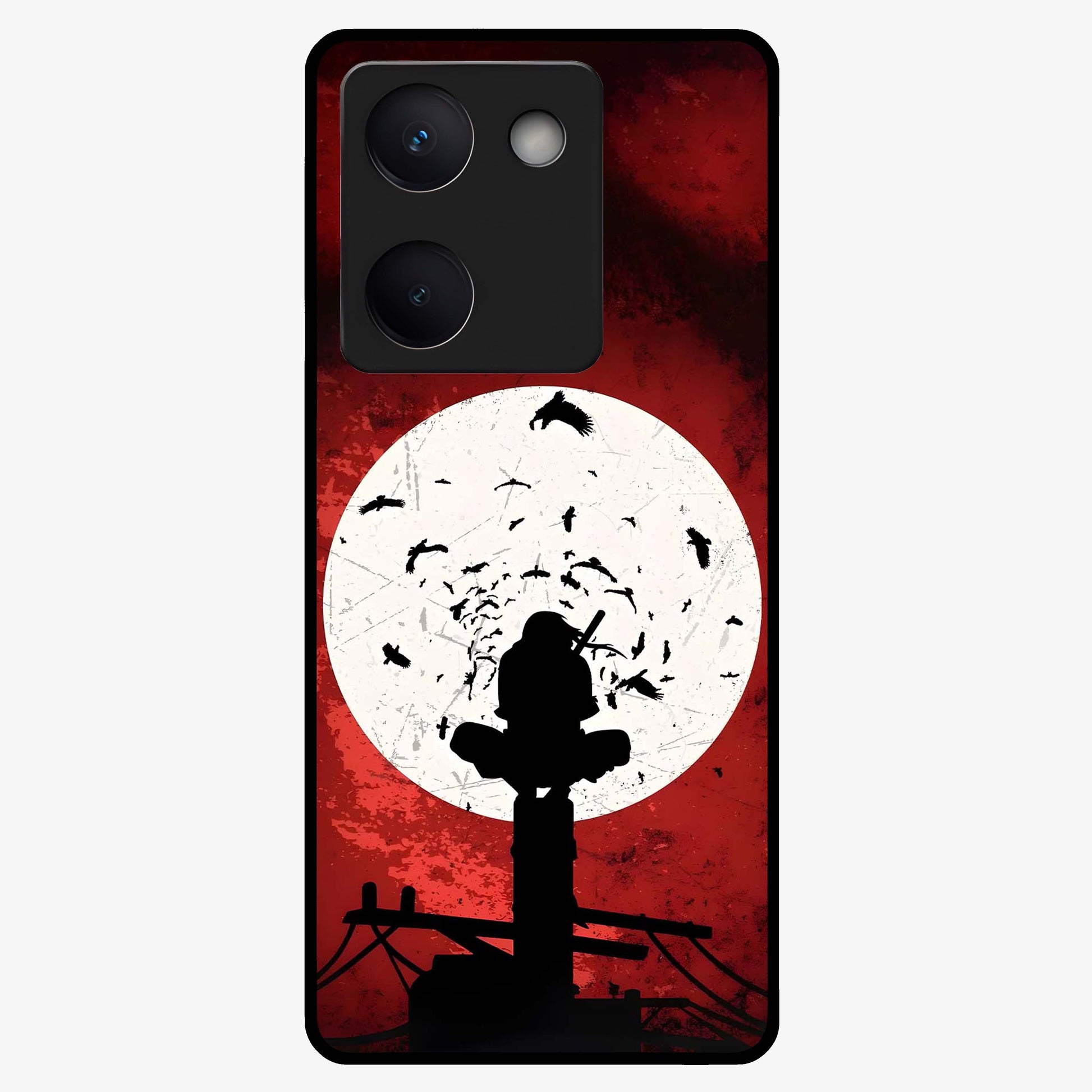 Itachi Limited Edition Naruto Anime Glass Case showing flat back view with iconic anime character artwork and glossy glass finish.