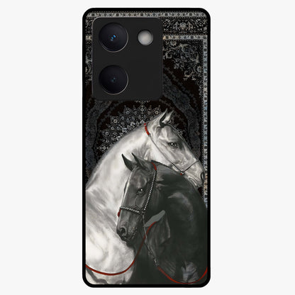 Majestic Ride Legacy Glass Case showing flat back view with powerful automotive inspired artwork and glossy glass finish.
