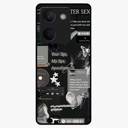 Midnight Love Echo Glass Case showing flat back view with romantic midnight themed artwork and glossy glass finish.